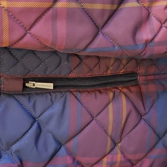 Lands' End Plus Size Plaid Quilted Puffer Jacket - Picture 6 of 16